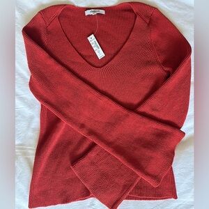Madewell Flared-Sleeve V-Neck Sweater in Etruscan Clay XXS